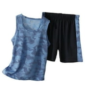 LMTODLFG Baby Boy Clothes Boys Girls Short Sleeve Shorts Tank Top Suit Outdoor Stretch Running Wear 2T Girls Summer Clothes Blue 4-5 Years